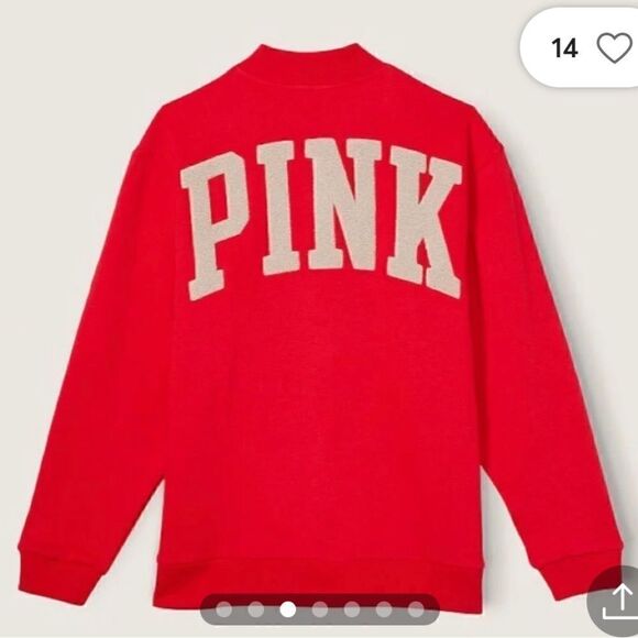 VS PINK plus size XXL men/womens VARSITY logo JACKET RED - Picture 6 of 6